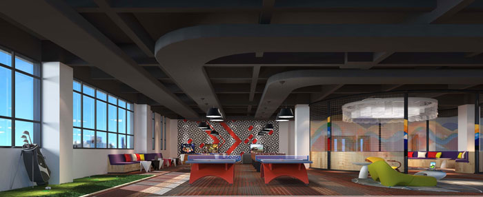 1800平方大型創意辦公室娛樂區域裝修設計案例效果圖