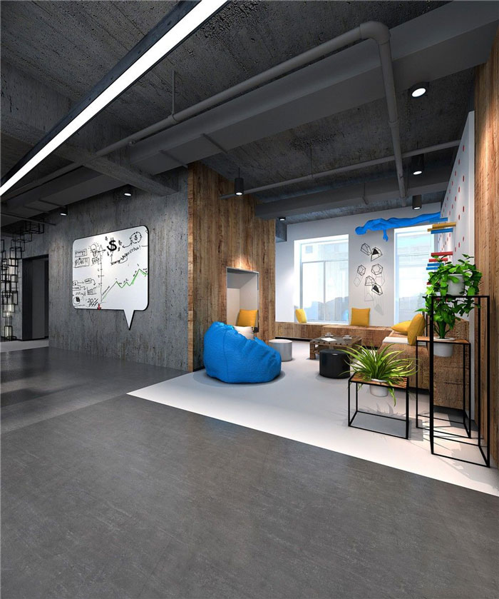 1250平方现代简约风格办公室休息区域装修设计案例效果图