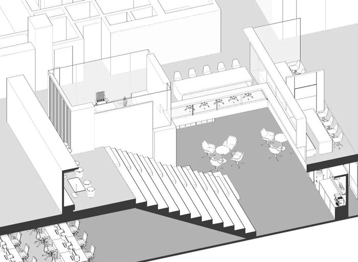 集团总部办公室双层空间剖切分析图一