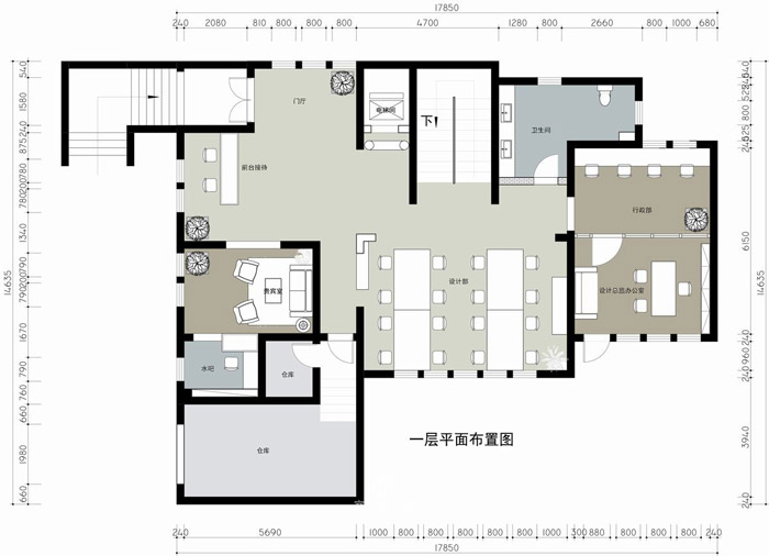 别墅办公室一层平面设计方案
